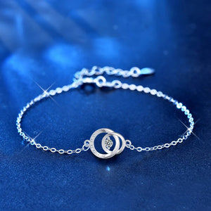 0.1ct Moissanite Charm Bracelet 925 Silver Lab Diamond Bangle Plated
