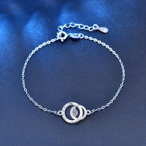 0.1ct Moissanite Charm Bracelet 925 Silver Lab Diamond Bangle Plated