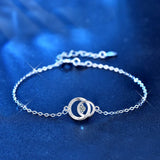 0.1ct Moissanite Charm Bracelet 925 Silver Lab Diamond Bangle Plated