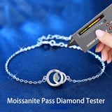 0.1ct Moissanite Charm Bracelet 925 Silver Lab Diamond Bangle Plated