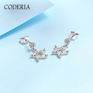 0.2ct Moissanite Drop Earrings Platinum Sterling Silver Star Wedding Bridesmaid