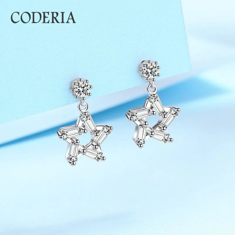 0.2ct Moissanite Drop Earrings Platinum Sterling Silver Star Wedding Bridesmaid