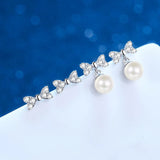 0.3CT Moissanite Bow Earrings & Pearl Studs for Women