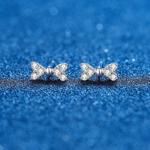 0.3CT Moissanite Bow Earrings & Pearl Studs for Women