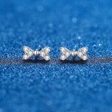 0.3CT Moissanite Bow Earrings & Pearl Studs for Women
