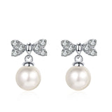 0.3CT Moissanite Bow Earrings & Pearl Studs for Women