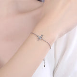 0.3CT Moissanite Bowknot Bracelet Women 18K Plated Charm Bracelet Bangle