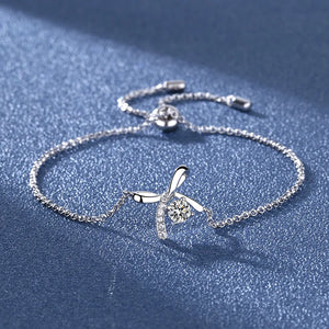 0.3CT Moissanite Bowknot Bracelet Women 18K Plated Charm Bracelet Bangle