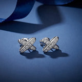 0.3ct Real Moissanite Diamond Cross Stud Earrings 925 Silver