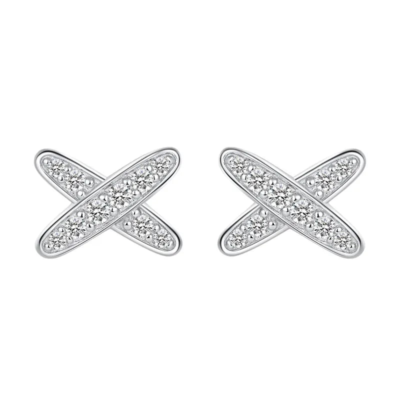 0.3ct Real Moissanite Diamond Cross Stud Earrings 925 Silver