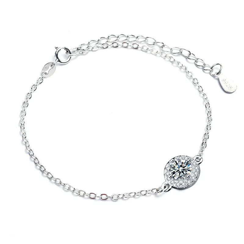 0.5ct Moissanite 925 Silver Bracelet, Women's Engagement Anniversary Gift