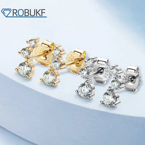 0.58CT Moissanite Crawler Stud Earrings 18K Plated 925 Sterling Silver