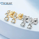 0.58CT Moissanite Crawler Stud Earrings 18K Plated 925 Sterling Silver