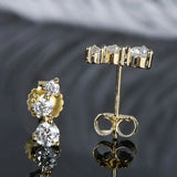 0.58CT Moissanite Crawler Stud Earrings 18K Plated 925 Sterling Silver