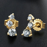 0.58CT Moissanite Crawler Stud Earrings 18K Plated 925 Sterling Silver