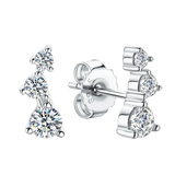 0.58CT Moissanite Crawler Stud Earrings 18K Plated 925 Sterling Silver