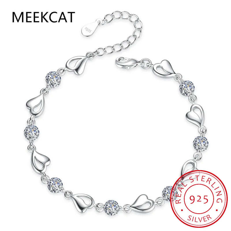 0.5CT 7 Moissanite Love Bracelet S925 Sterling Silver Jewelry Wedding Party Woma
