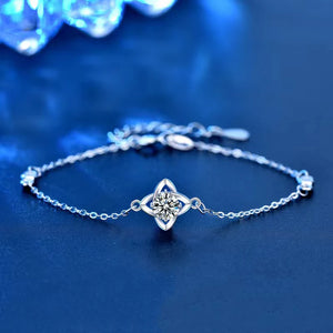 0.5CT Moissanite Leaf Bracelet 925 Sterling Silver Lab Diamond Charm Bracelet