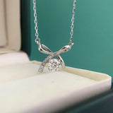 0.5CT Moissanite Necklace Bowknot Pendant Diamond Necklace For Women