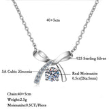 0.5CT Moissanite Necklace Bowknot Pendant Diamond Necklace For Women