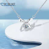 0.5CT Moissanite Necklace Bowknot Pendant Diamond Necklace For Women