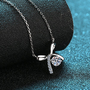 0.5CT Moissanite Necklace Bowknot Pendant Diamond Necklace For Women