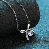0.5CT Moissanite Necklace Bowknot Pendant Diamond Necklace For Women