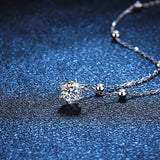 0.5ct D Moissanite Necklace Platinum 925 Silver Bead Pendant