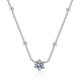 0.5ct D Moissanite Necklace Platinum 925 Silver Bead Pendant