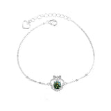 0.5ct Green Moissanite Heart Bracelet 925 Silver Lab Diamond Love Bangle