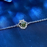 0.5ct Green Moissanite Heart Bracelet 925 Silver Lab Diamond Love Bangle