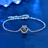 0.5ct Green Moissanite Heart Bracelet 925 Silver Lab Diamond Love Bangle