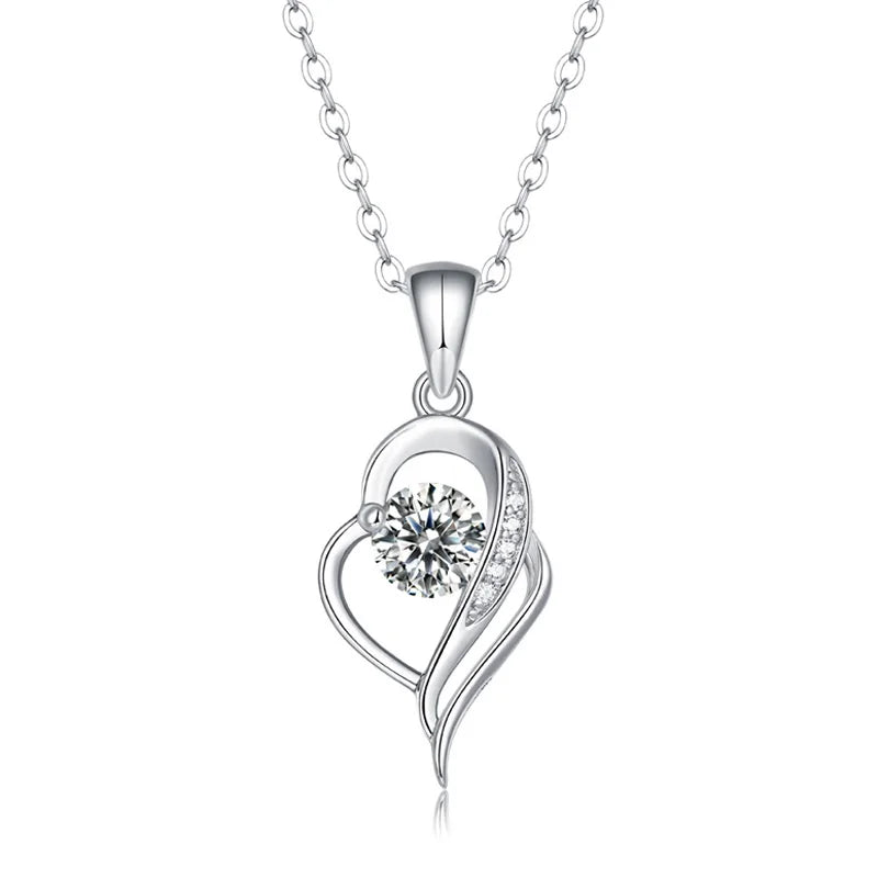 0.5ct Heart Moissanite Pendant Necklace in 925 Sterling Silver