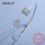 0.5ct Moissanite Diamond Radiant Cut Bangle Bracelet 925 Silver