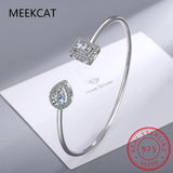 0.5ct Moissanite Diamond Radiant Cut Bangle Bracelet 925 Silver