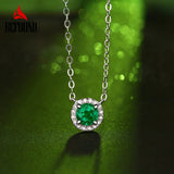 0.5ct Round Lab Grown Emerald Necklace 925 Sterling Silver Pendant