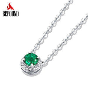 0.5ct Round Lab Grown Emerald Necklace 925 Sterling Silver Pendant