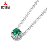 0.5ct Round Lab Grown Emerald Necklace 925 Sterling Silver Pendant