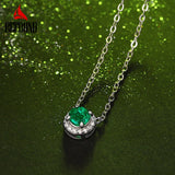 0.5ct Round Lab Grown Emerald Necklace 925 Sterling Silver Pendant