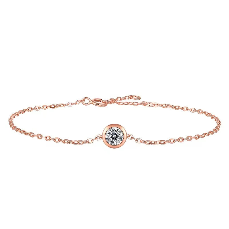 0.5ct Round Moissanite Bubble Bracelet Rose Plated 925 Silver D VVS1 Bracelet