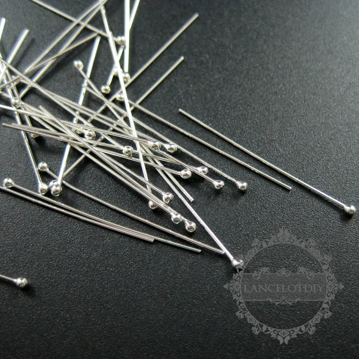 0.5x30mm 24ga 925 Sterling Silver Ball Head Pin DIY Jewelry Findings