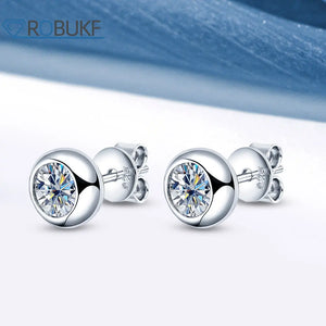 D VVS1 Moissanite Earrings 925 Sterling Silver Round Brilliant Cut