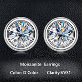D VVS1 Moissanite Earrings 925 Sterling Silver Round Brilliant Cut