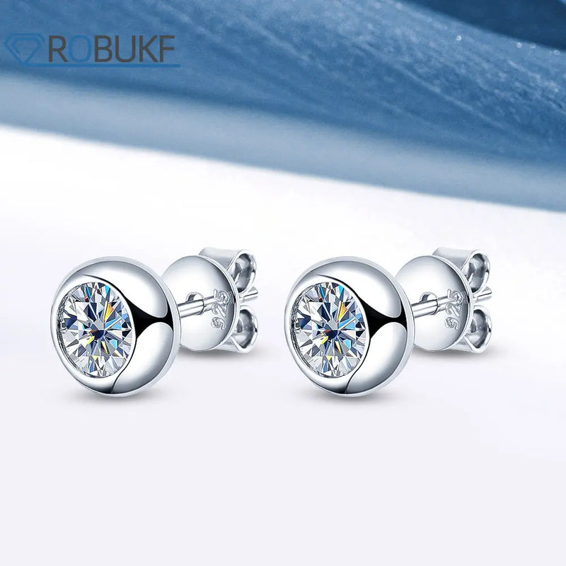 D VVS1 Moissanite Earrings 925 Sterling Silver Round Brilliant Cut