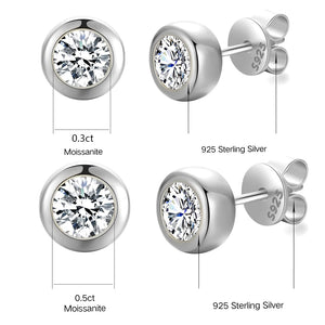 D VVS1 Moissanite Earrings 925 Sterling Silver Round Brilliant Cut