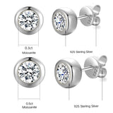D VVS1 Moissanite Earrings 925 Sterling Silver Round Brilliant Cut