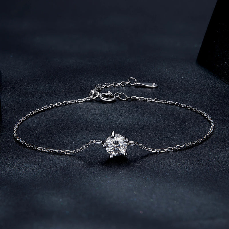 0.6CT Mossan Stone Bracelet 925 Sterling Silver Necklace Charm Women's Jewelry