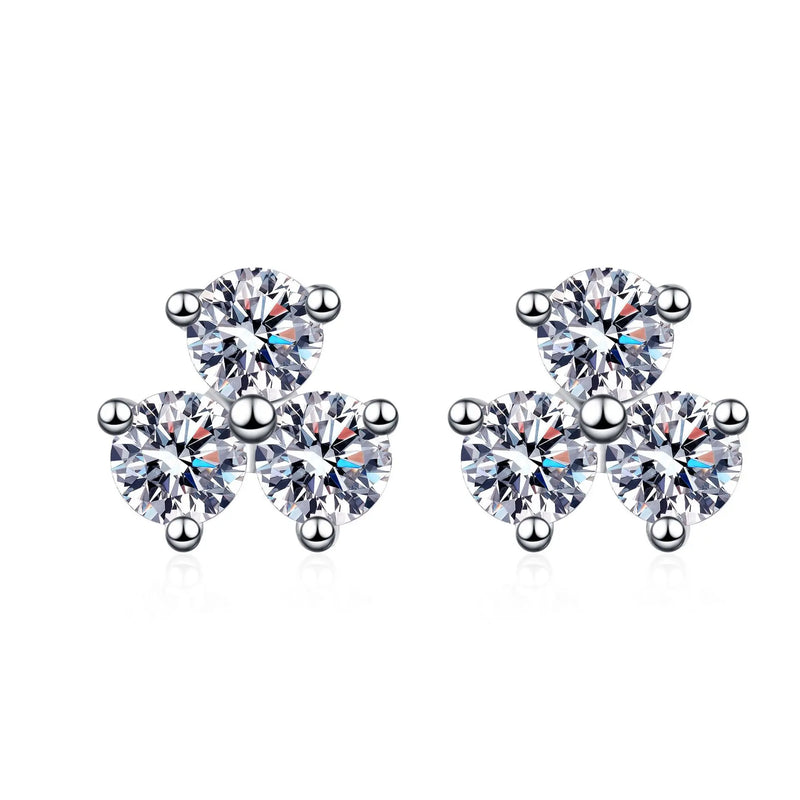 0.6 Carat Moissanite Stud Earrings D Ideal Cut Lab Created Diamond