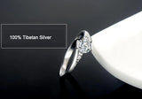 0.75ct Zircon Ring Tibetan Silver Band for Women
