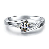 0.75ct Zircon Ring Tibetan Silver Band for Women